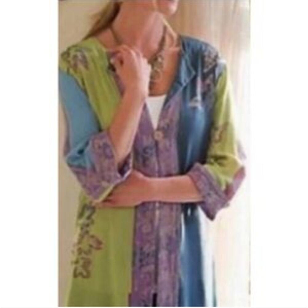 Soft Surroundings Cardigan Womens Large Kimono Colorful Boho Gypsy Hippie‎ Cardi